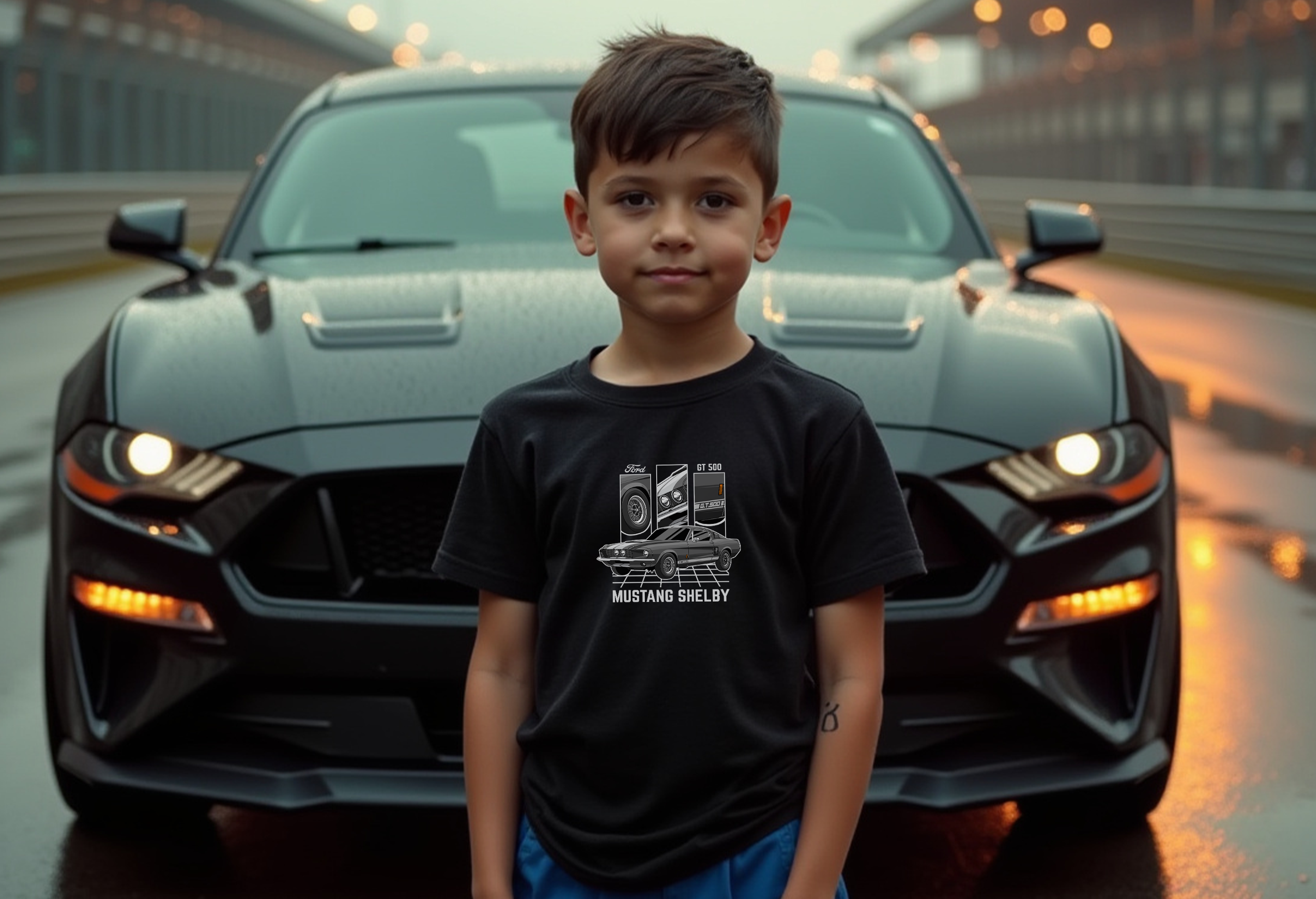 Ford Mustang Shelby GT500 Youth T-Shirt | Classic Muscle Car Tee for Kids | Sizes S–XL | White, Black