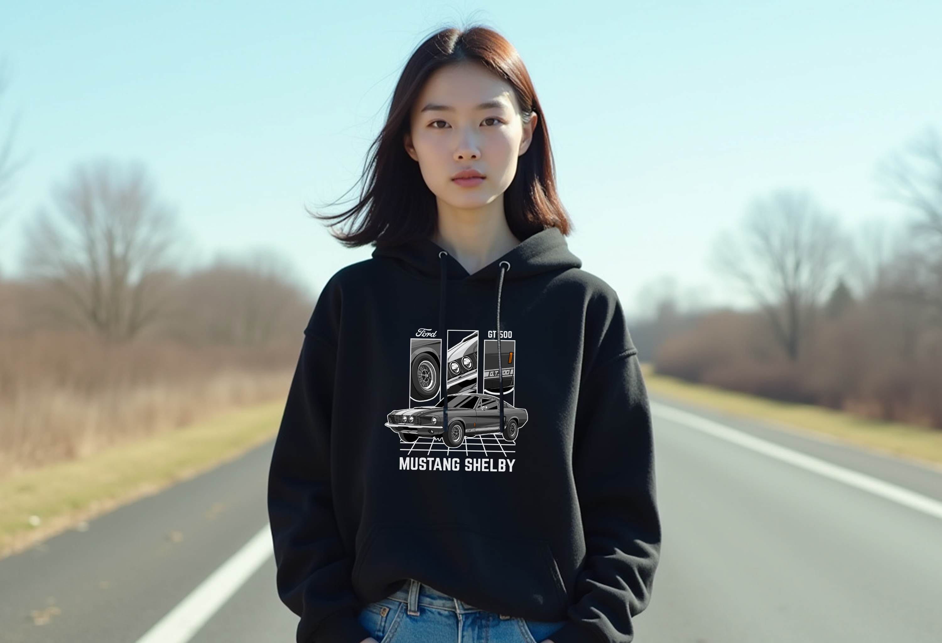 Ford Mustang Shelby GT500 Unisex Hoodie | Iconic Muscle Car Sweatshirt | Sizes S–3XL | White, Black, Royal Blue