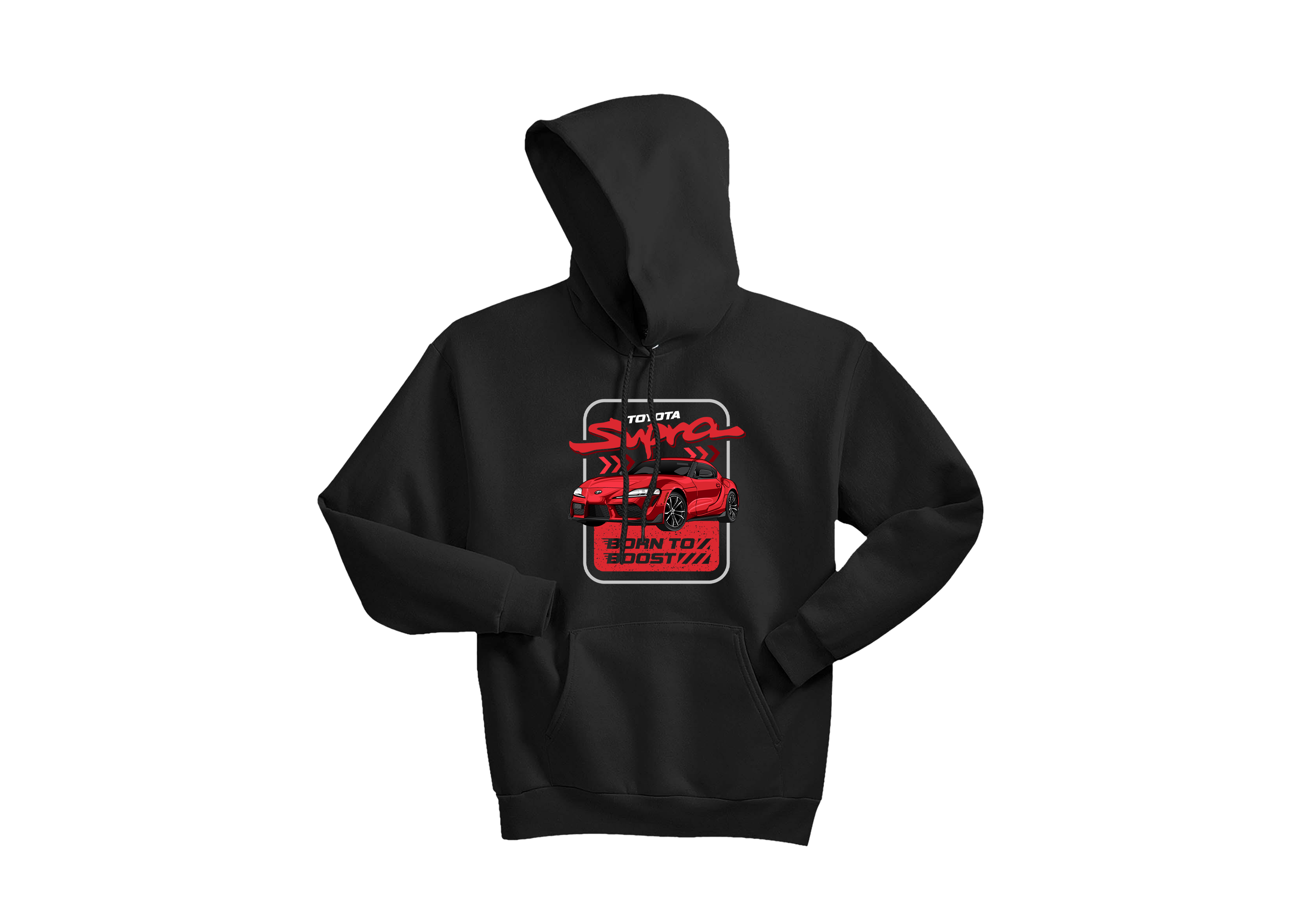 Toyota Supra Graphic Unisex Hoodie – “Born to Boost” Car Lover Pullover | Sizes S–3XL | 5 Bold Colors