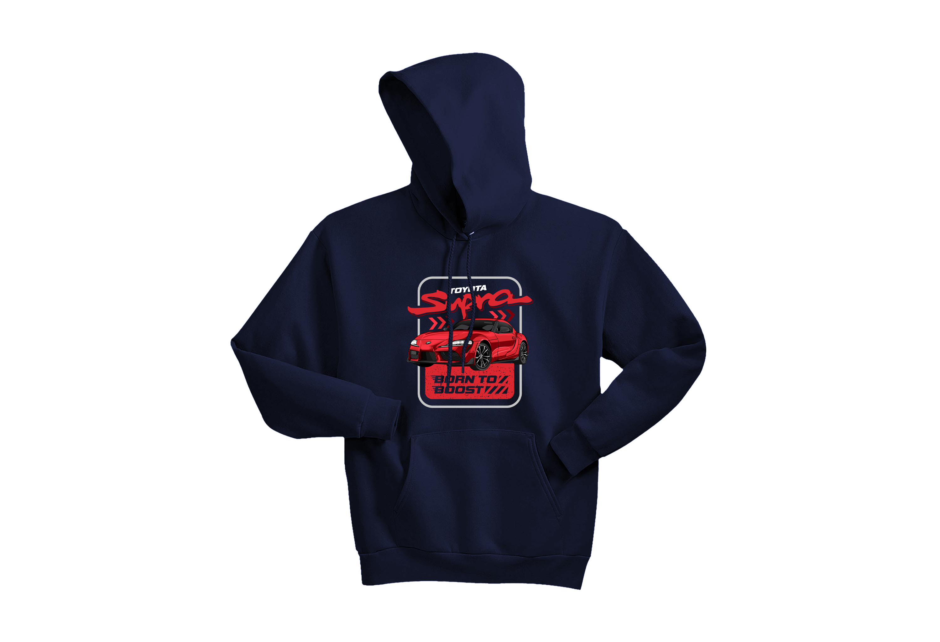 Toyota Supra Graphic Unisex Hoodie – “Born to Boost” Car Lover Pullover | Sizes S–3XL | 5 Bold Colors