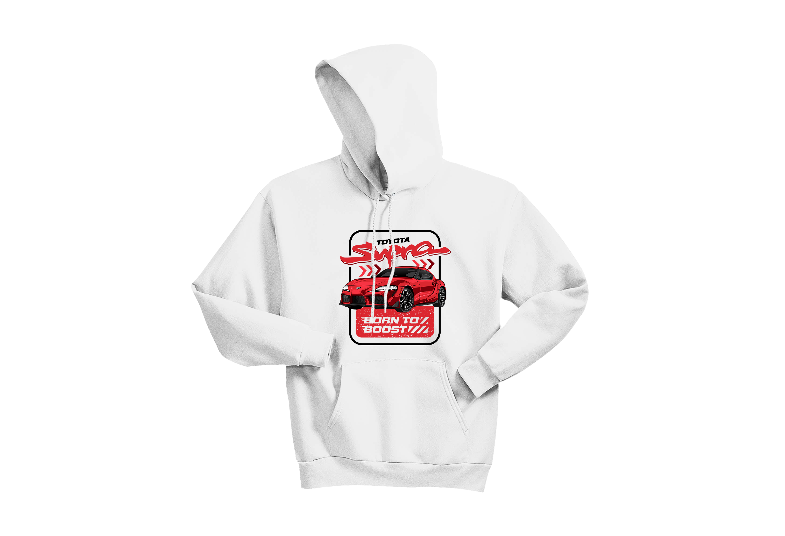 Toyota Supra Graphic Unisex Hoodie – “Born to Boost” Car Lover Pullover | Sizes S–3XL | 5 Bold Colors