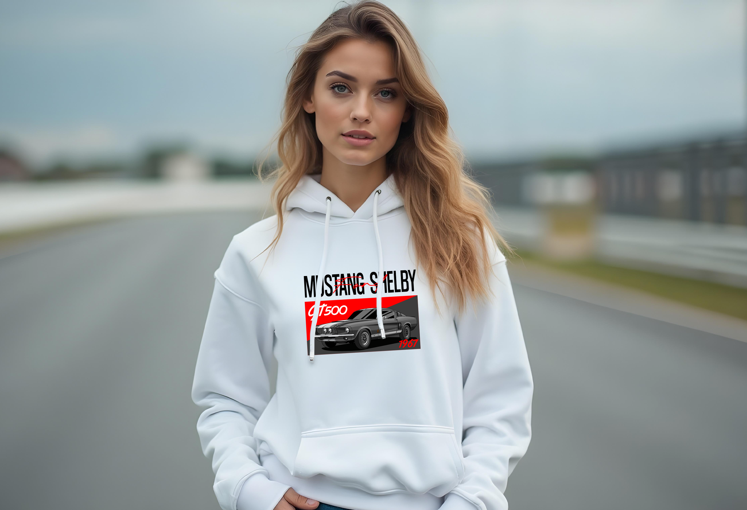 Ford 1967 Mustang GT500 Unisex Hoodie | Classic Muscle Car Sweatshirt | Sizes S–3XL | Black, Deep Forest, Deep Royal Blue, Light Steel Grey, True Red, White, Navy