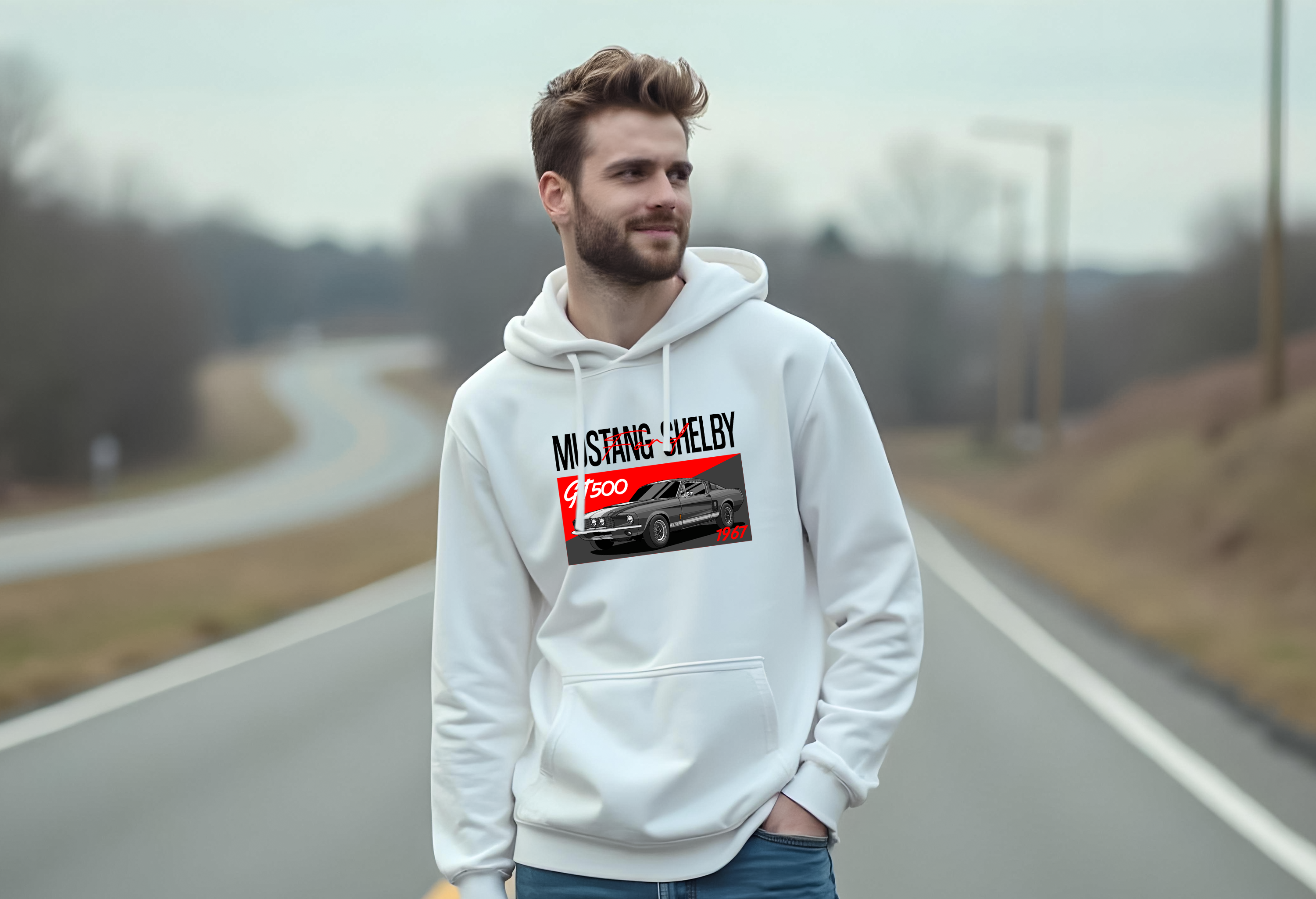 Ford 1967 Mustang GT500 Unisex Hoodie | Classic Muscle Car Sweatshirt | Sizes S–3XL | Black, Deep Forest, Deep Royal Blue, Light Steel Grey, True Red, White, Navy