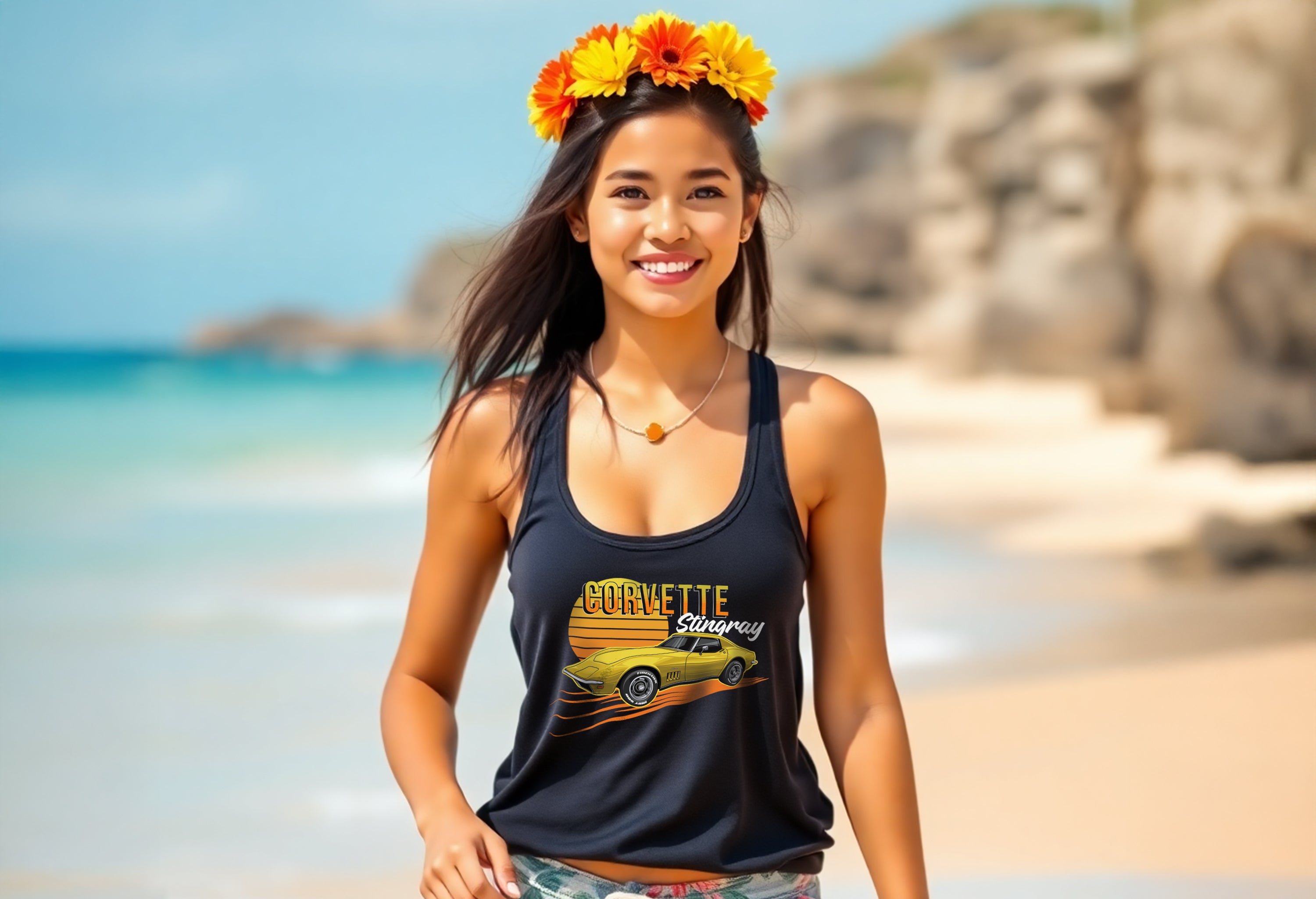 Chevrolet Corvette Girl’s Top Tank – Lightweight, Fitted Racerback Tank for Women | Sizes Small to 2XL