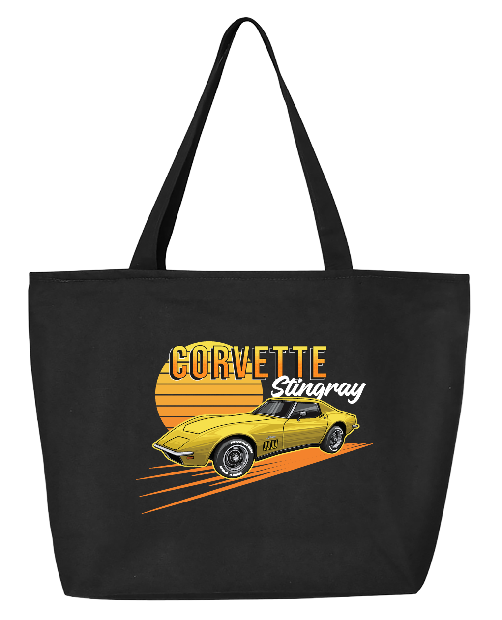 Chevrolet Corvette Canvas Tote Bag – Large Capacity, Durable & Eco-Friendly | Available in White, Natural, and Black