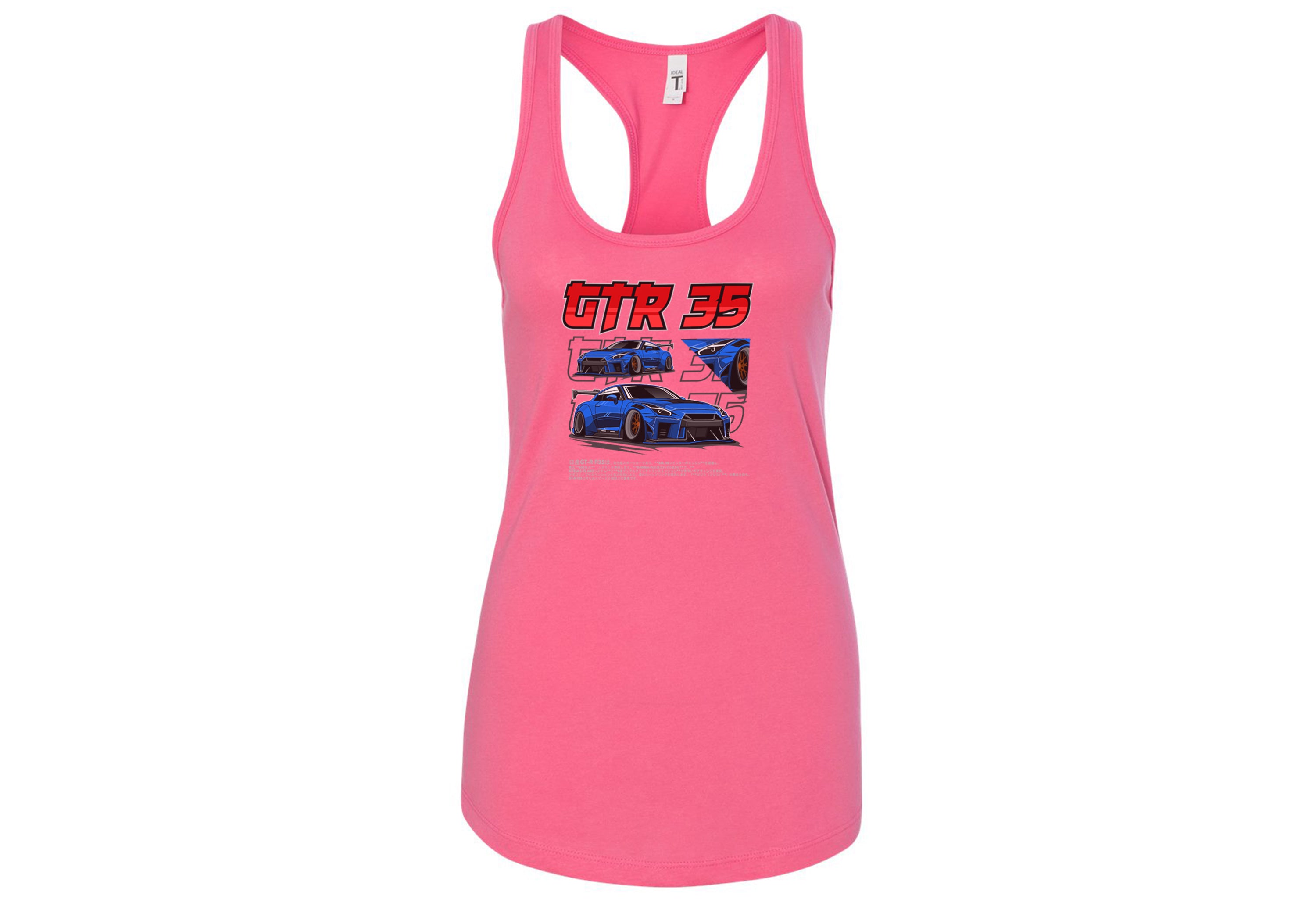 Nissan GTR 35 Women's Top Tank – Lightweight, Fitted Racerback Tank in Hot Pink, Royal, White | Sizes Small to 2XL