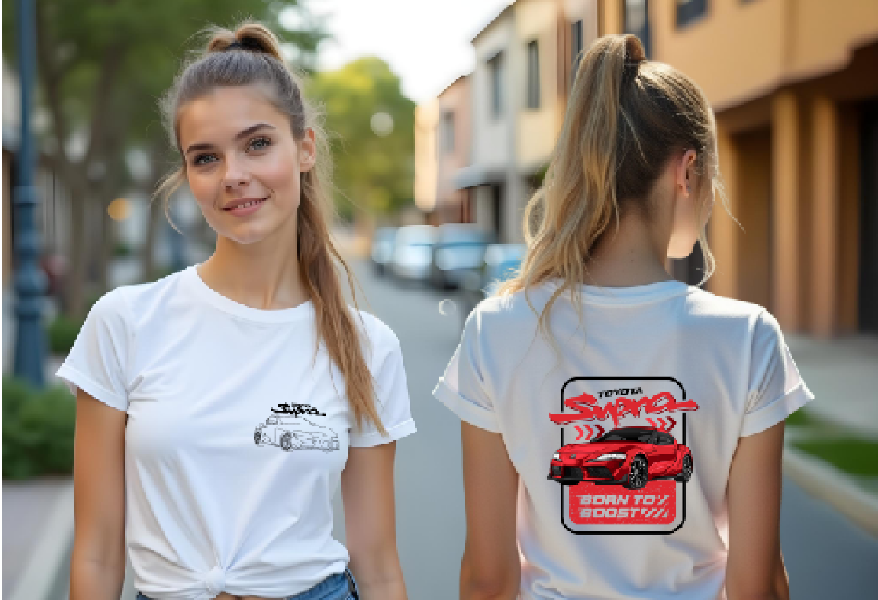 Women’s Toyota Supra Car Graphic T-Shirt – “Born to Boost” | Sizes S–2XL | Multiple Colors