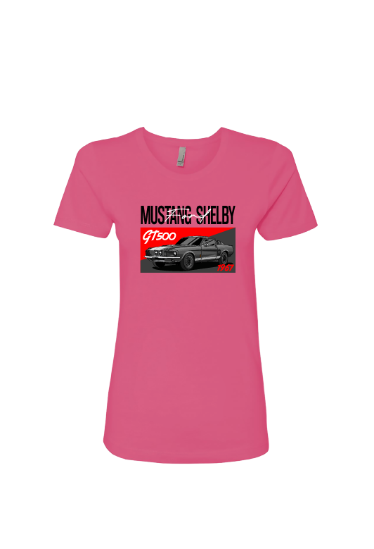 Ford 1967 Mustang GT500 Women’s T-Shirt | Sizes S–2XL | Classic Muscle Car Tee in White, Black, Navy, Hot Pink, Royal Blue
