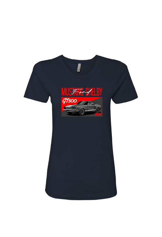 Ford 1967 Mustang GT500 Women’s T-Shirt | Sizes S–2XL | Classic Muscle Car Tee in White, Black, Navy, Hot Pink, Royal Blue