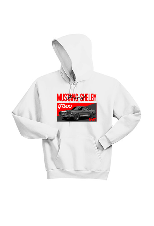 Ford 1967 Mustang GT500 Unisex Hoodie | Classic Muscle Car Sweatshirt | Sizes S–3XL | Black, Deep Forest, Deep Royal Blue, Light Steel Grey, True Red, White, Navy