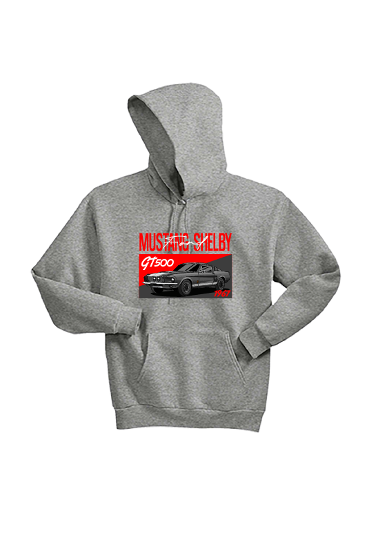 Ford 1967 Mustang GT500 Unisex Hoodie | Classic Muscle Car Sweatshirt | Sizes S–3XL | Black, Deep Forest, Deep Royal Blue, Light Steel Grey, True Red, White, Navy