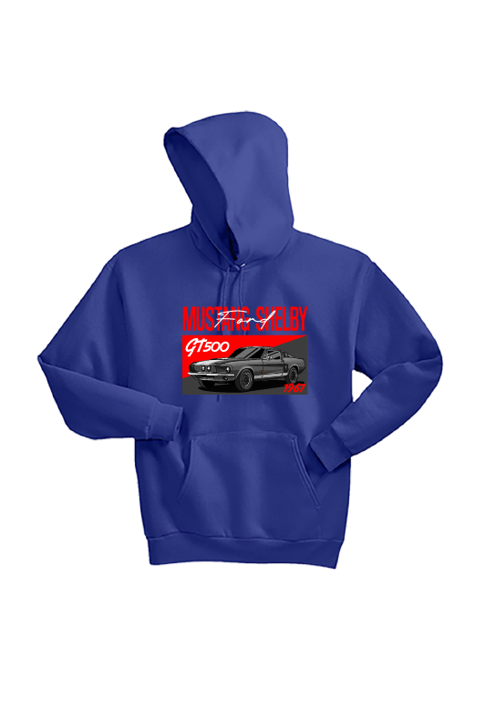 Ford 1967 Mustang GT500 Unisex Hoodie | Classic Muscle Car Sweatshirt | Sizes S–3XL | Black, Deep Forest, Deep Royal Blue, Light Steel Grey, True Red, White, Navy