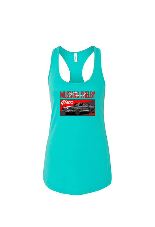 Ford 1967 Mustang GT500 Women’s Tank Top | Muscle Car Racerback | Sizes S–2XL | Hot Pink, Tahiti Blue, White, Black, Royal Blue