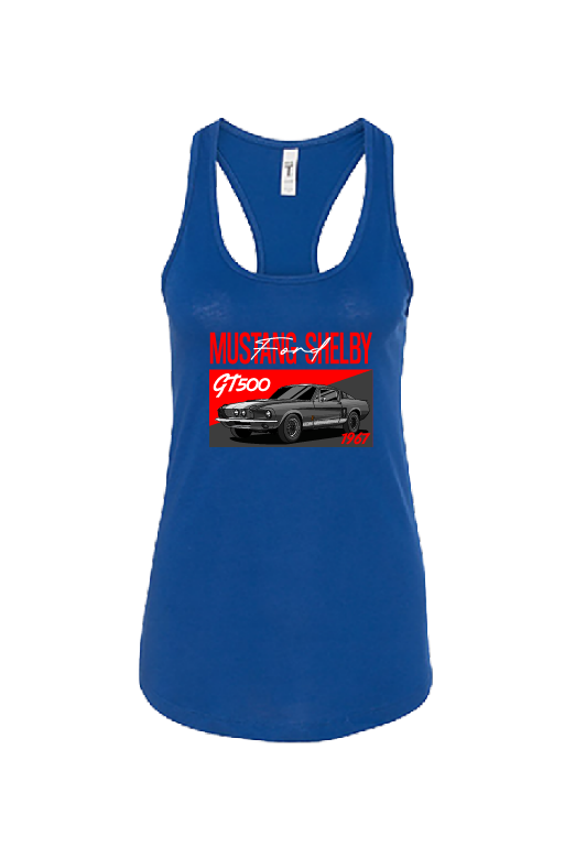 Ford 1967 Mustang GT500 Women’s Tank Top | Muscle Car Racerback | Sizes S–2XL | Hot Pink, Tahiti Blue, White, Black, Royal Blue