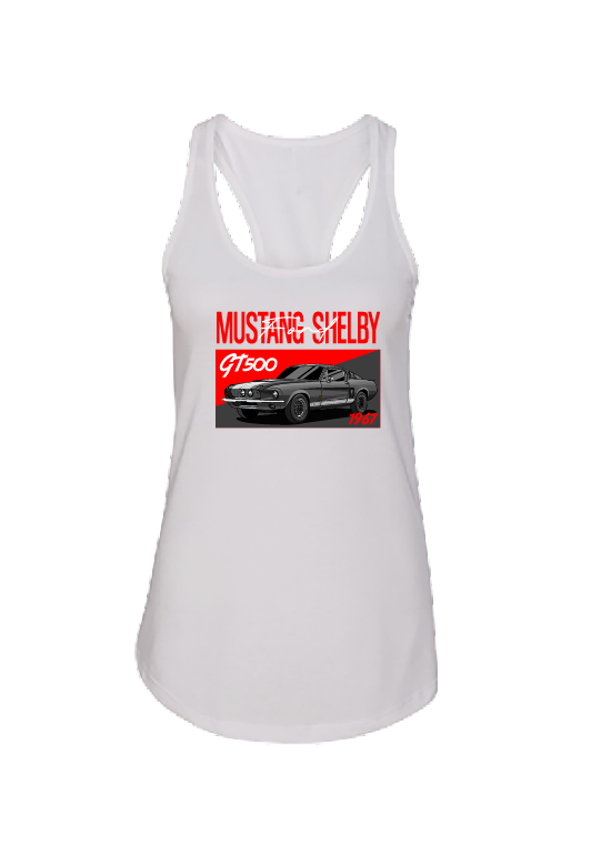 Ford 1967 Mustang GT500 Women’s Tank Top | Muscle Car Racerback | Sizes S–2XL | Hot Pink, Tahiti Blue, White, Black, Royal Blue