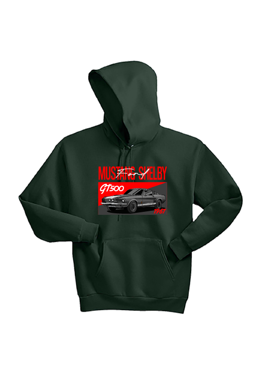 Ford 1967 Mustang GT500 Unisex Hoodie | Classic Muscle Car Sweatshirt | Sizes S–3XL | Black, Deep Forest, Deep Royal Blue, Light Steel Grey, True Red, White, Navy