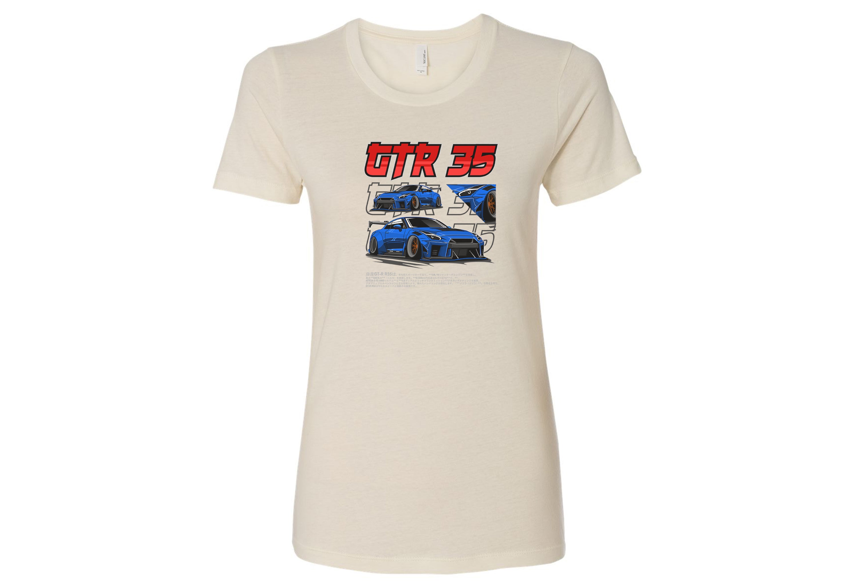 Nissan GTR 35 Women’s T-Shirt – Lightweight, Fitted Tee in Black, Hot Pink, Royal, White | Sizes Small to 2XL
